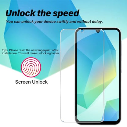 BIGFACE Galaxy A16 Tempered Glass Screen Protector + Camera Lens Protector [2 + 2 Pack][Case Friendly][Anti-Scratch][Ultrasonic Fingerprint Unlock] HD Protective Film for Samsung Galaxy A16 - size: galaxy A16(6.7")