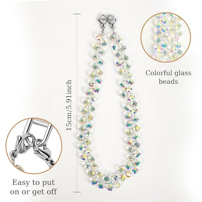 Phone Charm Detachable Metal Cellphone Wrist Strap for Women Girls, Cell Phone Lanyard - color: Bb-white
