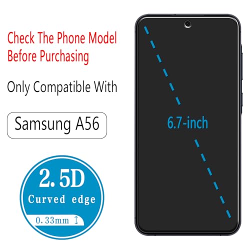 2 Pack Screen Protector for Samsung Galaxy A56 5G Tempered Glass - color: Clear-Galaxy A56 5G