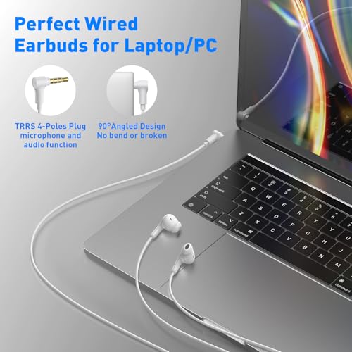 APETOO 3.5mm Wired Earbuds in-Ear Headphones School Chromebook Laptop White - color: White