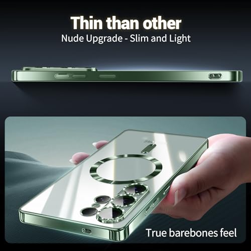 Compatible with Samsung Galaxy S25 Ultra Case（Only）.Magnetic Cover for S25 Ultra. Glossy Slim Thin Soft funda capa para for Galaxy S25 Ultra 6.9 inch.Compatible with MagSafe (Deep Green) - color: Deep Green