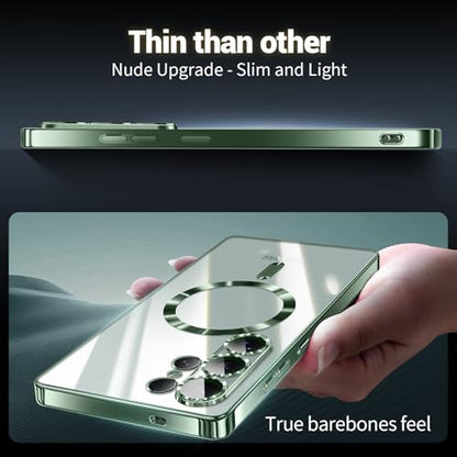 Compatible with Samsung Galaxy S25 Ultra Case（Only）.Magnetic Cover for S25 Ultra. Glossy Slim Thin Soft funda capa para for Galaxy S25 Ultra 6.9 inch.Compatible with MagSafe (Deep Green) - color: Deep Green