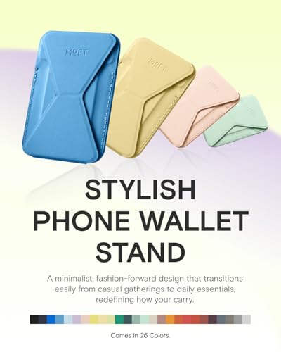 MOFT Magnetic Wallet Stand Compatible with iPhone 18/17/16/15/14/13 Series, Angle Adjustment Magsafe Compatible MOVAS Phone Stand - color: Faded Jeans, size: Standard