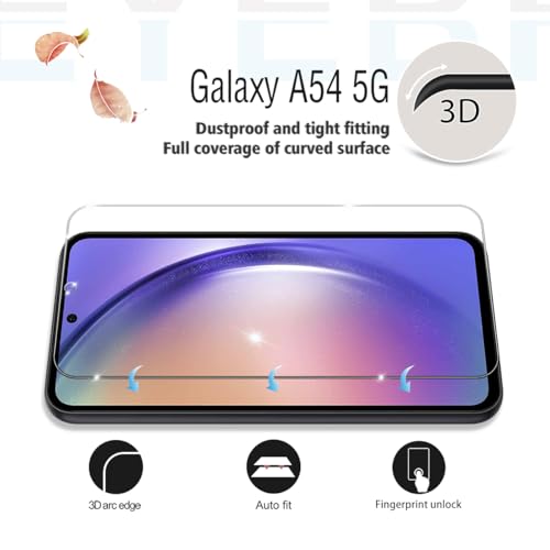 Galaxy A54 HD Clear Tempered Glass Screen Protector + Camera Lens Protectors, [2+2 Pack] [3D Glass] [Anti-Glare] [Bubble-Free] Screen Protector Glass For Samsung Galaxy A54 - size: Galaxy A54