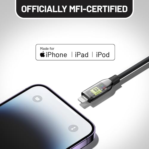 USB C to Lightning Cable 6FT, MFi Certified iPhone Charger Cord - color: C to L Braided Black
