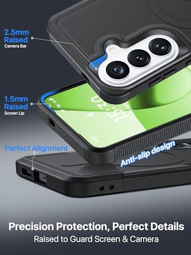 for Samsung Galaxy S26 Case Rugged Dual-Layer Shockproof Black | Fit for Magsafe, Heavy Duty Military-Grade Protection, Matte Finish Scratch Resistant Anti-Fingerprint, S 26 Phone Case - color: Black