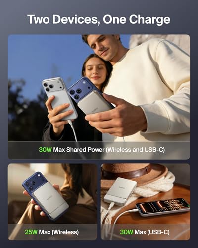 Belkin 10000mAh Qi2 25W Slim Portable Charger Power Bank with USB C Cable - color: Sand