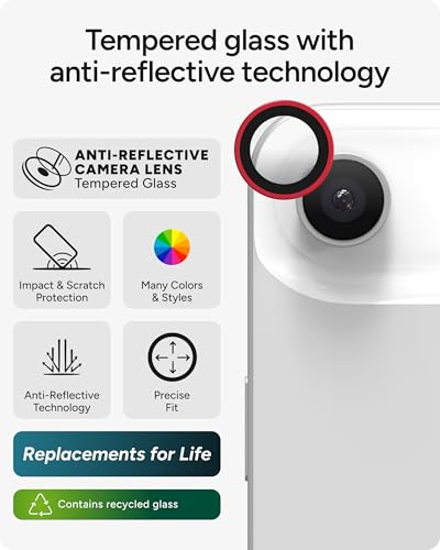 ZAGG iPhone Camera Lens Protector for iPhone Air - Red, Camera Ring, Maximum Impact & Scratch Protection, Anti-Reflective Technology, Smudge-Resistant, Precise Fit, Glass Elite - color: Red