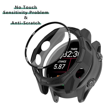 [1+4 Pack] Case with PMMA Screen Protector Compatible with Garmin Forerunner 570 42MM, Bumper Full Coverage Protective Soft Cases Face Cover for Forerunner 570 42MM - size: for Forerunner 570 42MM