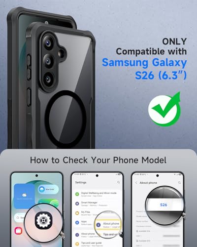 seacosmo Magnetic for Samsung Galaxy S26 Case with Privacy Screen, Black - size: Galaxy S26 Case