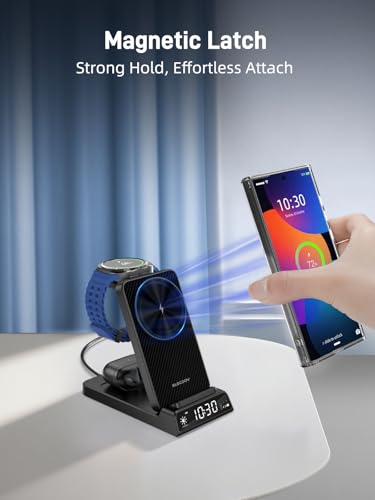 Magnetic Wireless Charger for Samsung, Nightstand Travel Android Charger - color: Carbon Fiber