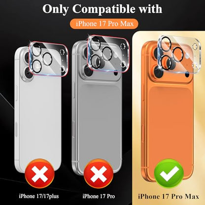 4 Pack Camera Lens Screen Protector Compatible with iPhone 17 Pro Max - size: 17 Pro Max