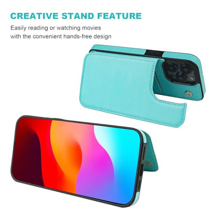 ONETOP for iPhone 15 Pro Max Wallet Case with Credit Card Holder,LightBlue | Kickstand,ID/Cash Holder,Case Wallet with Card Slots,Double Magnetic Clasp,Durable PU Leather Shockproof Cover for Women Men - color: Light Blue