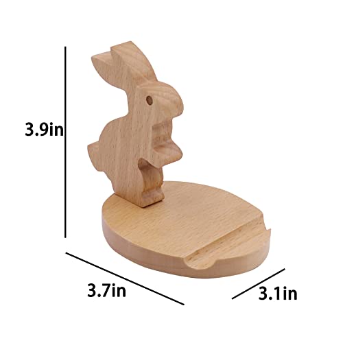 Cute Bunny Cellphone Stand Holder Wooden Smartphone Desk Holder for All Mobile Phones Animal Phone Stand Desk Ornament - color: Bunny B