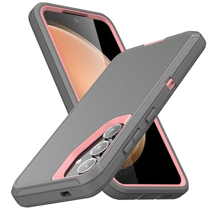 MXX Case Designed for S24 Plus Compatible with S25 Plus/ S24 Plus 3-Layer Super Full Heavy Duty Body Bumper Cover/Shock Protection/Dust Proof, case 5g 2024 (Gray/Pink) - color: Gray/Pink, size: Galaxy S24+ / S25+
