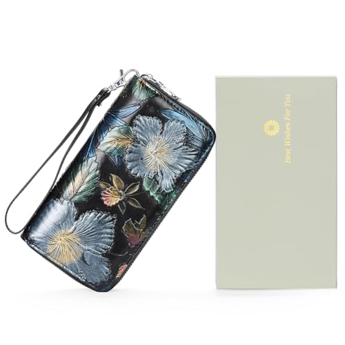 GOIACII Women's Wallet RFID Blocking Leather Wristlet - color: B01 Mangnolia
