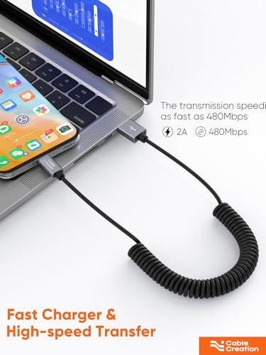 CableCreation Coiled USB A to C 60W Fast Charging Cable Max 5FT for CarPlay - style: A to C 2-Pack
