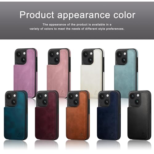 DJDUCK Designed for iPhone 15 Case Wallet with Card Holder, [Magnetic Clasp Cover] [RFID Blocking Leather Protection] Shockproof Women Men Cases 6.1 Inch for Apple 15 Wine Red - color: Wine Red