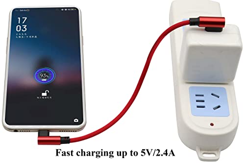 (23cm/9inch 90 Degree Micro USB Cable Right Angle USB 2.0 A Male to Micro Male Fast Sync & Charging Cable for Android, Samsung, LG,Huawei, Smartphones & More(Red/3-Pack) - color: 0.23m/Red