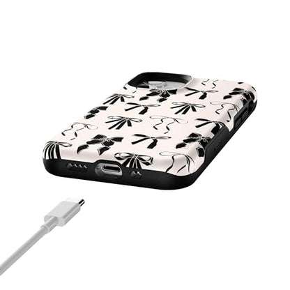 Casely iPhone 12 Mini Case | Goth Girlie | Black Bows | Bold Protective Design | Compatible with MagSafe - color: Goth Girlie | Black Bows, size: Iphone 12 Mini