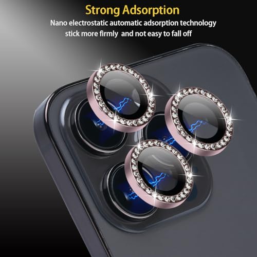 Camera Lens Protector for iPhone 15 Pro/15 Pro Max, Diamond Pink - color: Diamond Pink