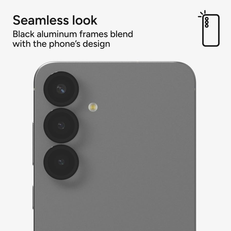 ZAGG Glass Elite Anti-Reflective Samsung Galaxy S25+ Camera Lens Protector – Anti-Glare Technology, Maximum Impact & Scratch Resistance, Smudge-Free Surface, Recycled Materials - color: Black, size: Samsung Galaxy S25 Plus
