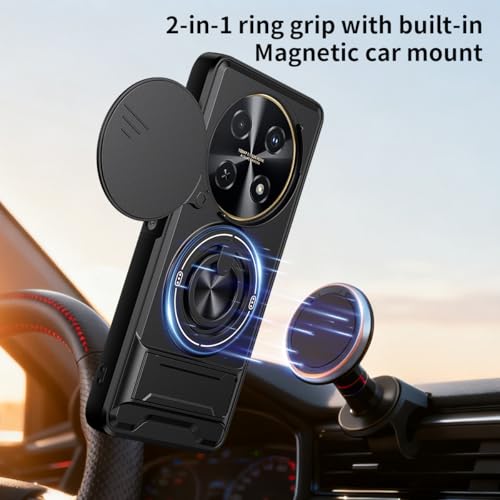 Compatible with Huawei Nova 12i Case Cover,Compatible with Huawei Nova 13i 4G CTR-L91 with Slide Camera Cover Phone Stand Protective Case Black - color: Black, size: Compatible with Huawei Nova 12i