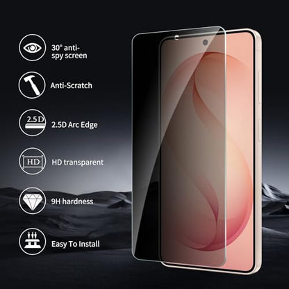 2+2 Pack for Samsung Galaxy S26 Privacy Screen Protector with Camera Lens Protector, Anti Spy Tempered Glass Protection Film 9H Hardness, Scratch Resistant, Case Friendly