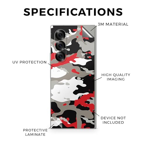 Phone Skin Compatible with Samsung Galaxy Z Fold 6 - Red Camo - Premium 3M Vinyl Protective Wrap Decal Cover - Easy to Apply | Crafted in The USA by MightySkins - color: Red Camo, style: Matte Finish