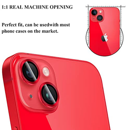 Premium Alloy Metal Camera Lens Protector Compatible for iPhone 14 / Plus Accessories Camera Ring Cover Screen Protector,Scratch/Shatter/Water/Fog-Proof [Ultra Clear/Thin] - Red