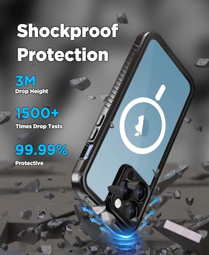 Beeasy for iPhone 13 Pro Max Waterproof Case with Magsafe, IP68 Underwater Military Grade, Phone Case with Shockproof, Dustproof, Rugged 360 Full Body Protection Cover with Built-in Screen Protector - size: iPhone 13 Pro Max (6.7")