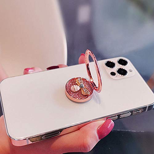 Fashion bee Pattern Cell Phone 360° Rotating Ring Stand Holder, Bling Diamond Finger Kickstand Back Stand Hand Grip Compatible with iPhone 13,Samsung S21,iPhone 13 pro max (Silver) - color: Silver