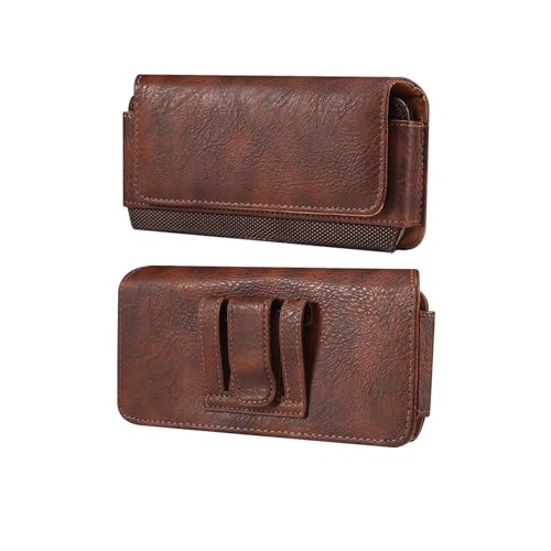 Phone Holster for Samsung Galaxy A17 A16 A15 A25 A35 A55 A57, S26 Ultra, S25 S24 S23 S22 Ultra Plus FE/iPhone 16 Pro Max/Moto G Power Cell Phone Pouch Case with Belt Clip Loop Card Holder (Brown) - color: Brown - Horizontal
