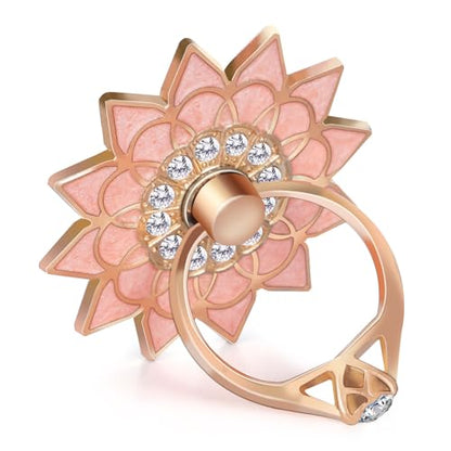 Sunflower Ring Holder for Cell Phone Case, Pink Flower Ring Holder Grip for iPhone Case, Gold Sparkly Bling Glitter Phone Finger Rings, Cute Rings Kickstand Stand for Back of Smartphone - color: Phone Ring Holder 3
