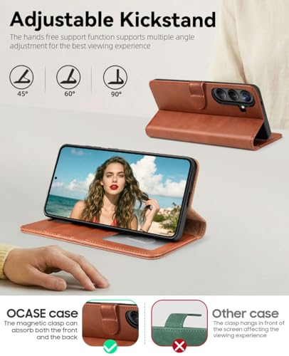 OCASE for Samsung Galaxy S26+ Plus Wallet Case, Card Holder, Brown | RFID Blocking, Kickstand, Magnetic Closure, PU Leather Flip Folio, Shockproof TPU Shell, Protective Phone Cover (6.7") 2026 - color: Brown, size: Samsung Galaxy S26 Plus