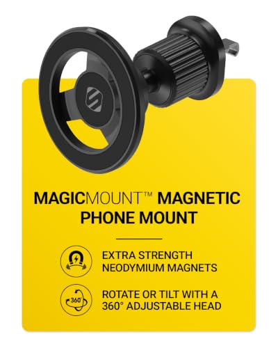 Scosche MagSafe Car Mount Vent, Magnetic Phone Holder for Car with Strong Magnets and Secure Twist-Lock Vent Clip, 360° Rotatable Car Phone Holder for iPhone 17 16 15 14 13 12, Includes Magnetic Ring - size: 1 Pack