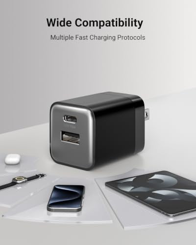 wegear USB C Fast Charging Charger, 30W Dual-Port GaN Nano Charger - color: Black, size: 1 Pack