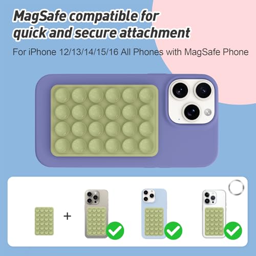 Magnetic Suction Phone Mount for MagSafe Case,Silicone Sticky (Green) - color: Green