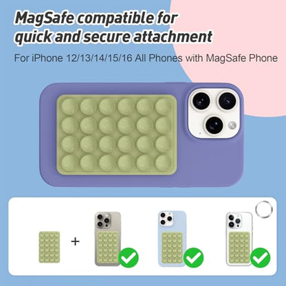 Magnetic Suction Phone Mount for MagSafe Case,Silicone Sticky (Green) - color: Green