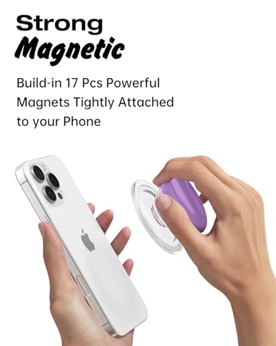 Svanove Silicone Magnetic Phone Grip Compatible with Magsafe Phone Grip Holder, Cute Cell Phones Grips Stand Collapsible Kickstand for iPhone Samsung, Slim Thin Matte Soft Rubber TPU, Purple Lavender - color: Lilac, style: Magnetic
