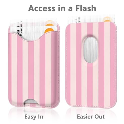 Stripe Magnetic Wallet for Magsafe Compatible with iPhone 17/16/15/14/13/12 Series Pro Max Plus Air (Phone Magnet Card Holder Fit 3 Cards for Women Girl Lether Mag Safe Wallets Pink) - color: Stripes (Pink)