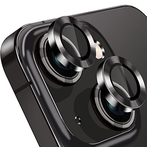 Compatible with iPhone 14 and 14 Plus Camera Lens Protector, Anti-Scratch Lens Cover 9H Tempered Glass Camera Screen Protector Shockproof Camera Ring for 14 and 14 Plus with 2 Lens - 2 Pcs Black - color: Black