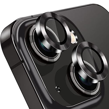 Compatible with iPhone 14 and 14 Plus Camera Lens Protector, Anti-Scratch Lens Cover 9H Tempered Glass Camera Screen Protector Shockproof Camera Ring for 14 and 14 Plus with 2 Lens - 2 Pcs Black - color: Black