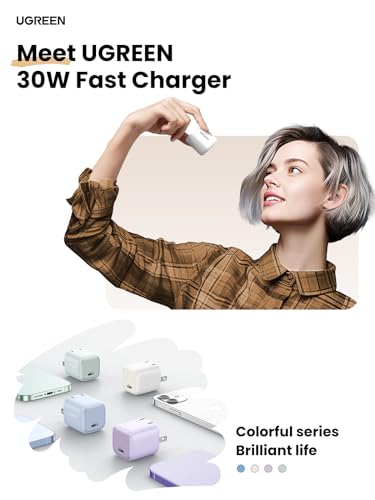 UGREEN Nexode 30W USB C Charger, GaN Fast Charger for iPhone 18/17 - color: White
