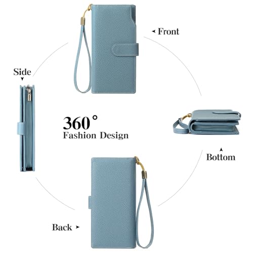 GAEKEAO Womens Wallets Large Capacity Leather Card Holder RFID Blocking Wristlet Clutch Long Travel Ladies Purse - color: Z02-Black