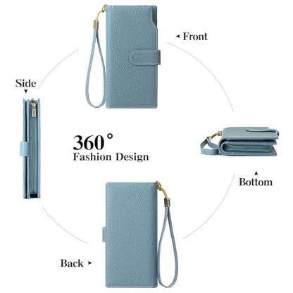 GAEKEAO Womens Wallets Large Capacity Leather Card Holder RFID Blocking Wristlet Clutch Long Travel Ladies Purse - color: Z02-Black