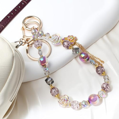 Beaded Phone Wrist Strap, Crystal Key chain Wristlet, Cute Purse Bag Charms - style: Style5