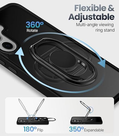 Shields Up for Samsung Galaxy S24 Plus Case with Stand, Galaxy S24 Plus Case with Double Ring Holder [Adjustable & Foldable] Protective Translucent Matte Cover - Frosted Black - color: Frosted Black, size: Galaxy S24 Plus