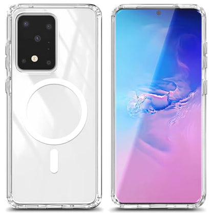 YZB Magnetic for Samsung Galaxy S20 Ultra Case, Clear | Compatible with MagSafe | Slim Fit Lightweight Shockproof, Military-Grade Protection, Yellowing Resistant Scratch-Resistant Back - color: Crystal Clear, size: Galaxy S20 Ultra