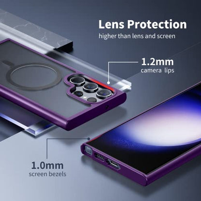 ANNGELAS for Samsung Galaxy S23 Ultra Mag Safe Case,Slim Shockproof Protective Cover with Magnetic,Frosted Hard Back Soft Silicone TPU Bumper Phone Case Compatible Galaxy S23 Ultra 6.8inch,Purple - color: Matte Purple